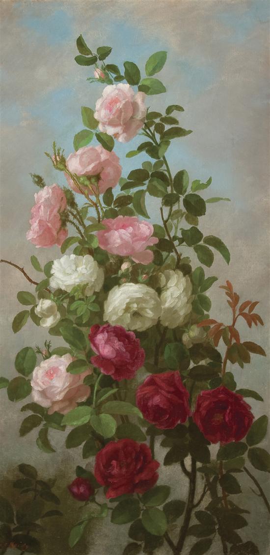 Appraisal: ANNA ELIZA HARDY American - Wild Roses oil on canvas