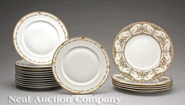 Appraisal: A Set of Twelve Limoges Porcelain Transfer-Decorated Dinner Plates delicate