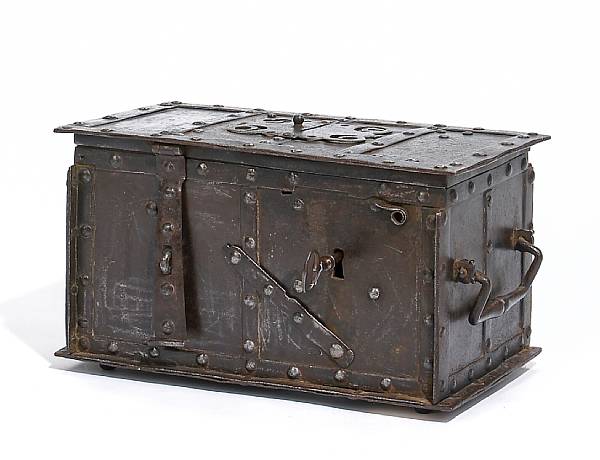 Appraisal: A Louis XIV iron miniature strong box late th century