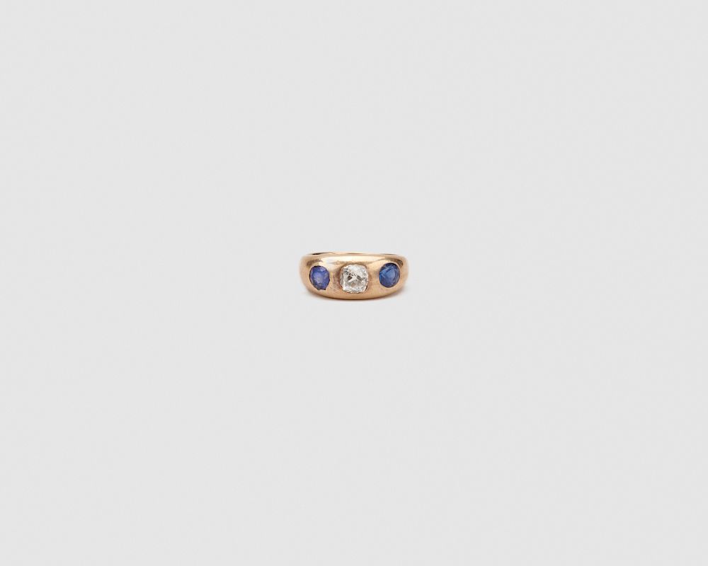 Appraisal: K Gold Diamond and Sapphire Ring K Gold Diamond and