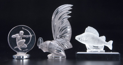 Appraisal: R LALIQUE Three mascot hood ornaments comprising Archer Perche and