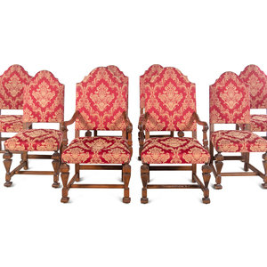 Appraisal: A Set of Eight Renaissance Revival Dining Chairs th Century