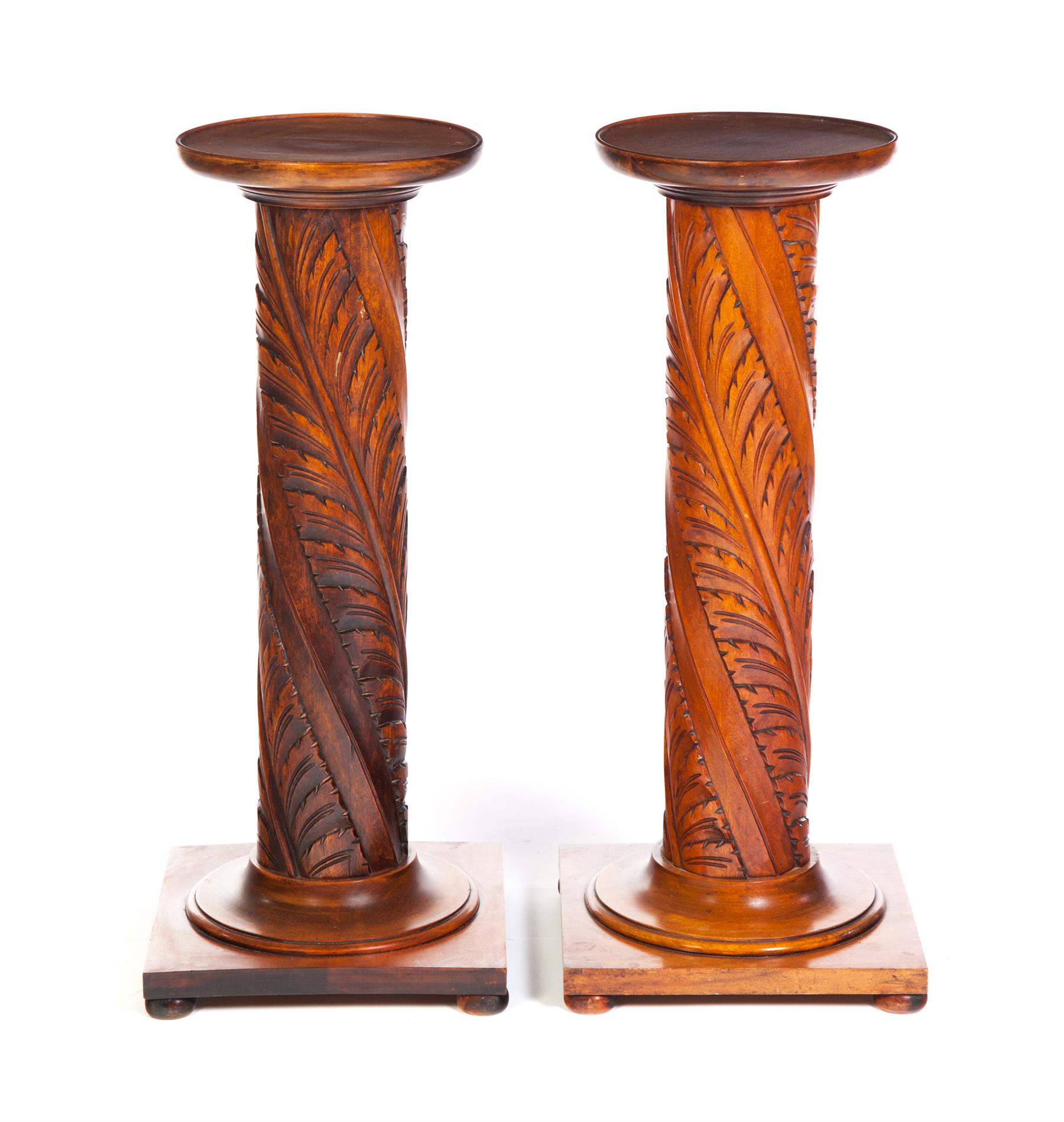 Appraisal: PAIR OF EMPIRE REVIVAL FERN STANDS American ca Southern gum