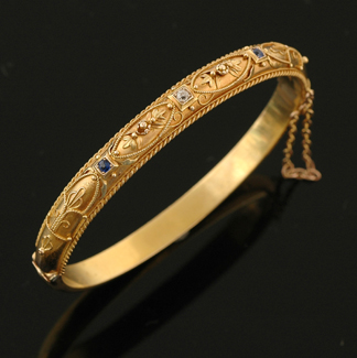 Appraisal: A Victorian sapphire and diamond bangle Circa The ct gold