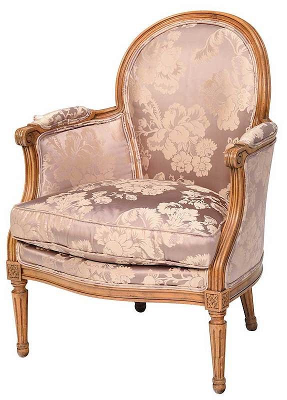 Appraisal: Louis XVI Style Beech Wood Upholstered Bergere th century beech