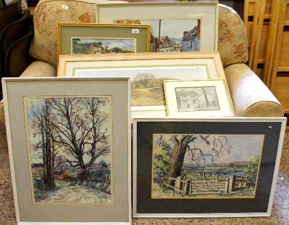 Appraisal: A collection of Watercolour Pictures including a Landscape and Country