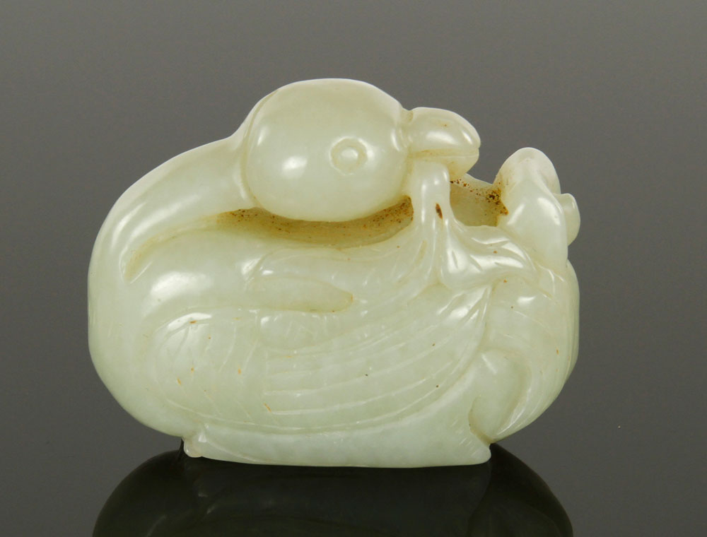 Appraisal: - Carved Jade Duck Carved duck jade h