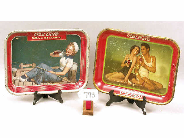 Appraisal: vintage Coca Cola advertising trays features Maureen O'Sullivan and Johnny