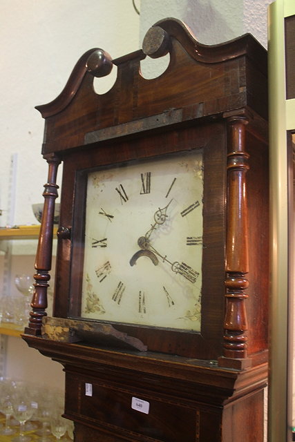 Appraisal: A VICTORIAN OAK AND MAHOGANY LONGCASE CLOCK with square painted