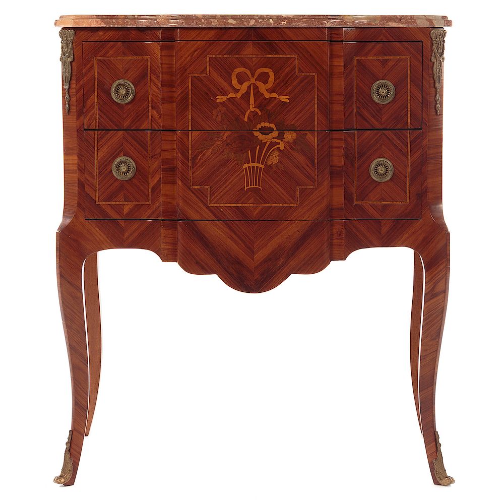 Appraisal: Louis XV Style Marquetry Chest of Two Drawers th century