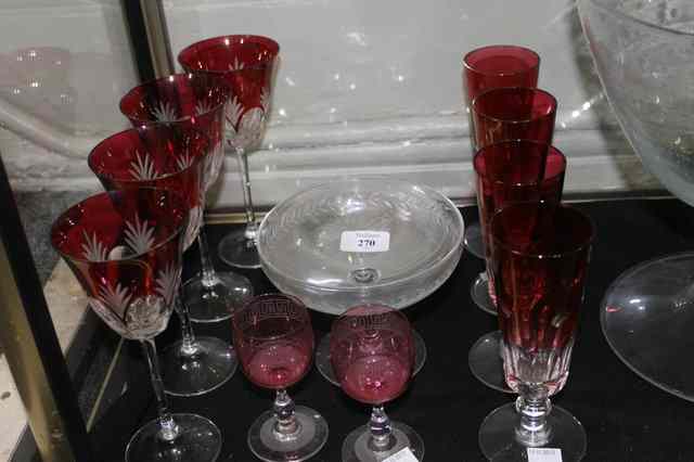 Appraisal: TWO SETS OF FOUR COLOURED WINE GLASSES two small liqueur