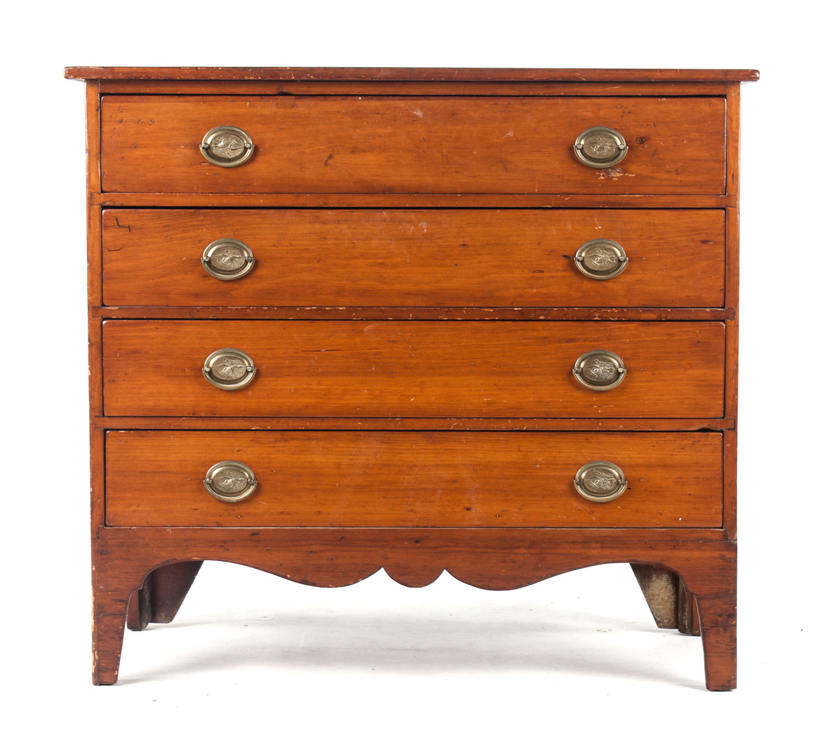 Appraisal: Federal pine chest of drawers circa four graduated drawers on