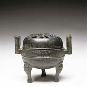 Appraisal: EARLY CHINESE BRONZE CENSER Early Chinese bronze censer probably archaic