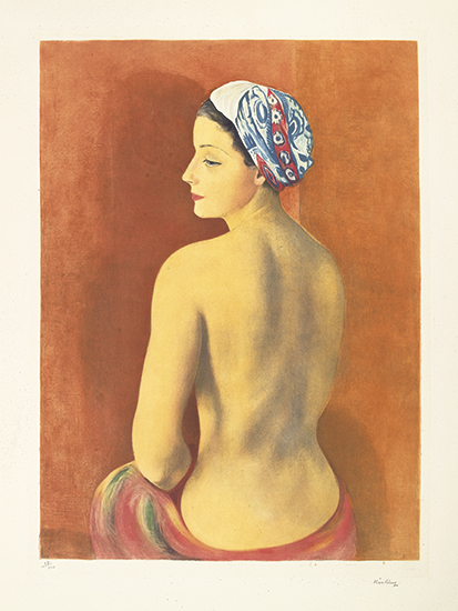 Appraisal: MO SE KISLING Nu au Turban Color aquatint and etching