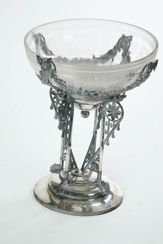 Appraisal: VICTORIAN CONSOLE DISH Frosted and intaglio cut bowl in a