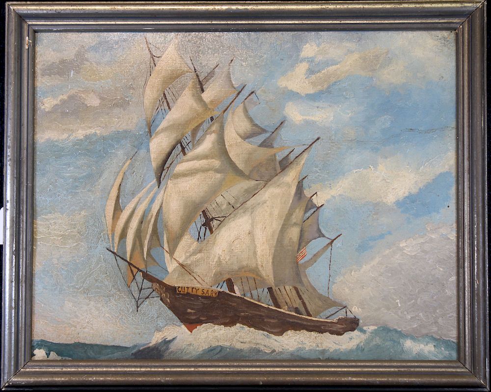 Appraisal: th C American School Painting of a Clipper Ship th