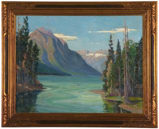 Appraisal: Kathryn W Leighton Mountain landscape with lake signed lower left