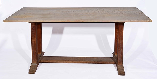 Appraisal: Heals Son Ltd of LondonLimed oak refectory tabletwin end supports