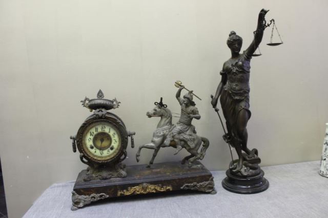 Appraisal: Sculpture Signed Alois Meyer A New Haven PotMetal Figural Clock