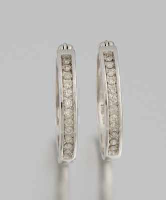 Appraisal: A Pair of Diamond Hoop Earrings k white gold hoop