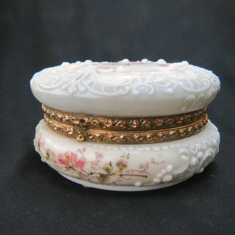 Appraisal: Wavecrest Art Glass Handkerchief Box floral diameter