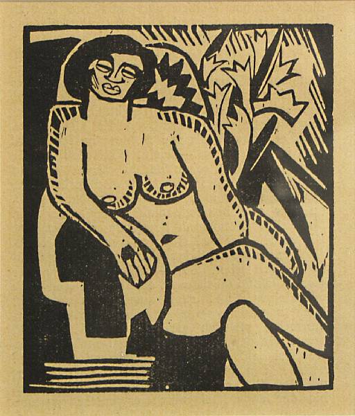 Appraisal: Karl Schmidt-Rottluff German - Untitled Sitzender nu from Holzschnitt c