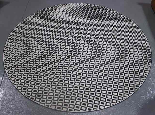 Appraisal: Round Black and White Hide Skin Rug Signed ''Kyle Bunting