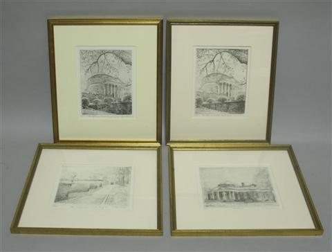 Appraisal: DON SWANN GROUP OF FOUR VIRGINIA INTEREST ETCHINGS Etching Framed