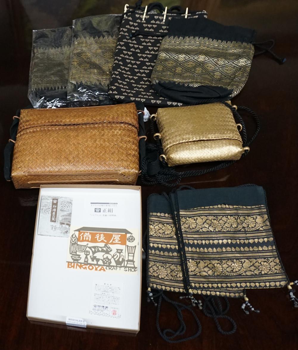 Appraisal: Japanese Leather Bag and other Woven and Basketry Bags