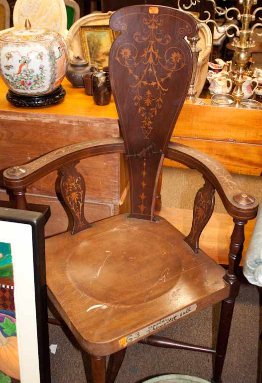 Appraisal: Victorian inlaid mahogany corner chair Estimate - No condition report