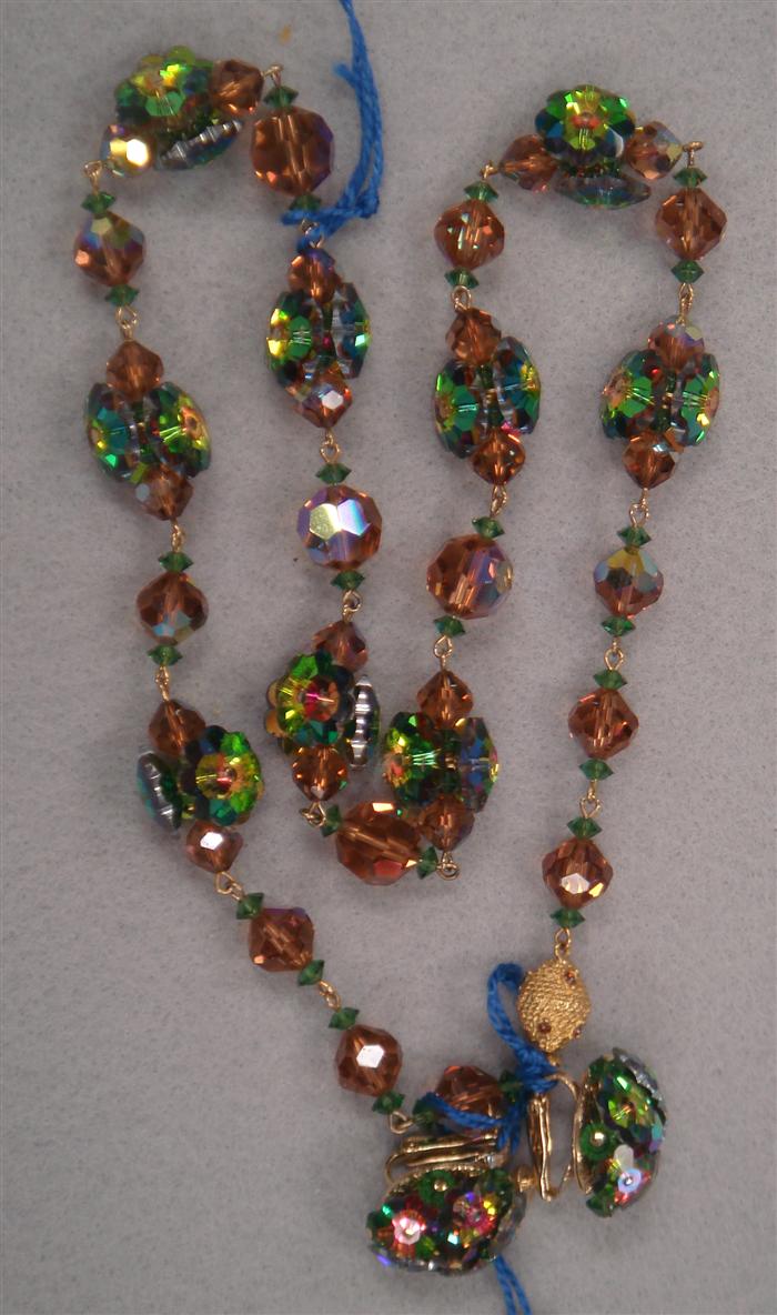 Appraisal: Necklace and matching earrings of wonderful faceted iridescent stones earrings