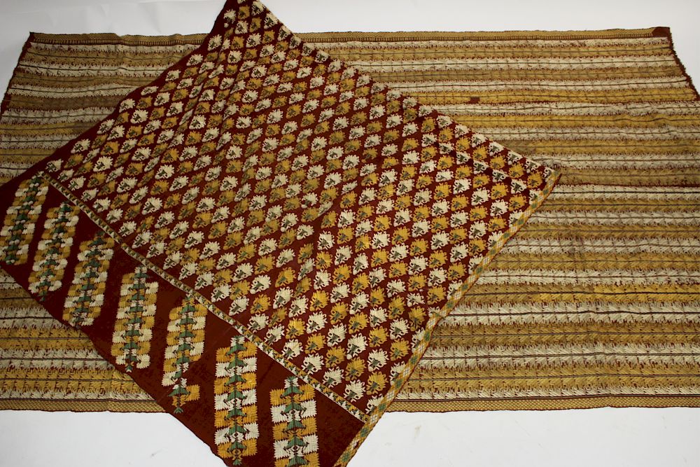 Appraisal: Two Indian Textile Panels Stitched with silk threads Late th