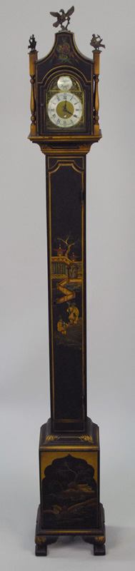 Appraisal: CONTINENTAL CHINOISSERIE SMALL SCALE TALL CASE CLOCK the dial inscribed