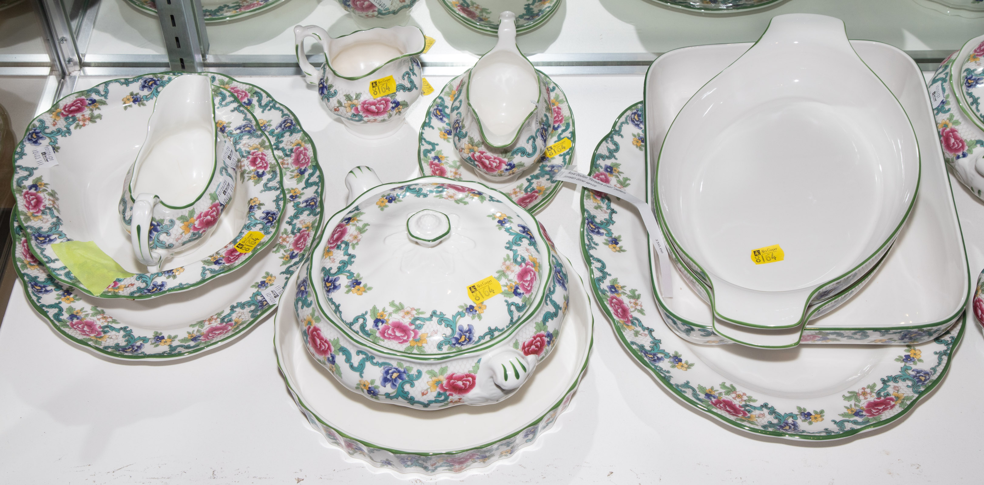 Appraisal: LARGE ROYAL DOULTON FLORADORA GREEN DINNER SERVICE Comprising about pieces