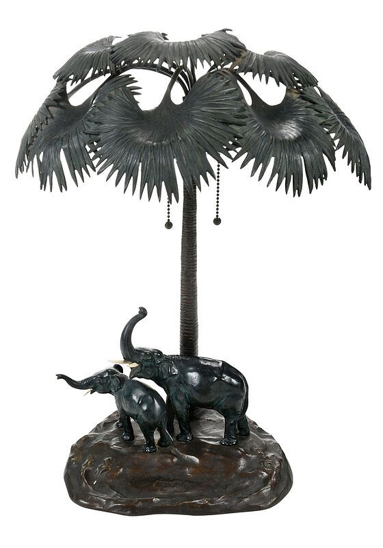 Appraisal: Austrian Patinated Bronze Figural Elephant Lamp late th century cast