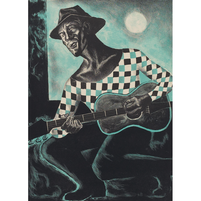 Appraisal: Harry Brodsky American - ''The Blind Guitarist '' c color