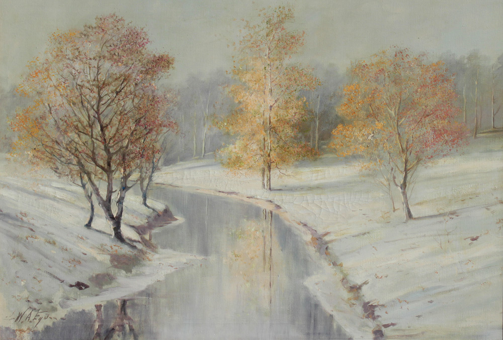 Appraisal: EYDEN William Arnold Jr American - Winter Stream Oil Canvas