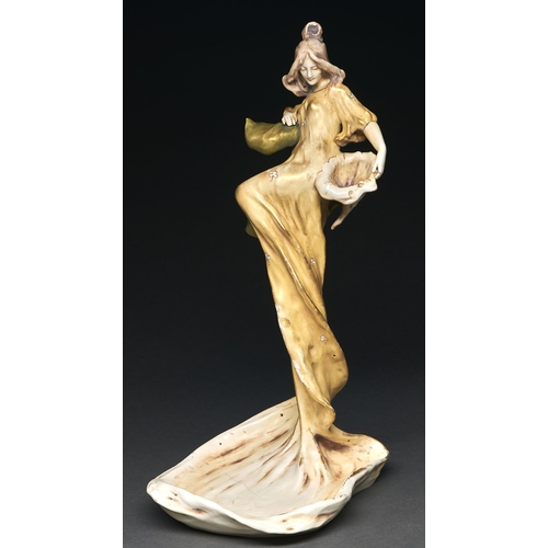 Appraisal: An amphora Jugendstil figure of a nymph enveloped by lilies