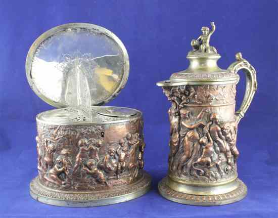 Appraisal: A th century electrotype plated oval tea caddy and cover