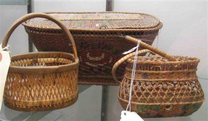 Appraisal: Three small Chinese painted baskets th th century