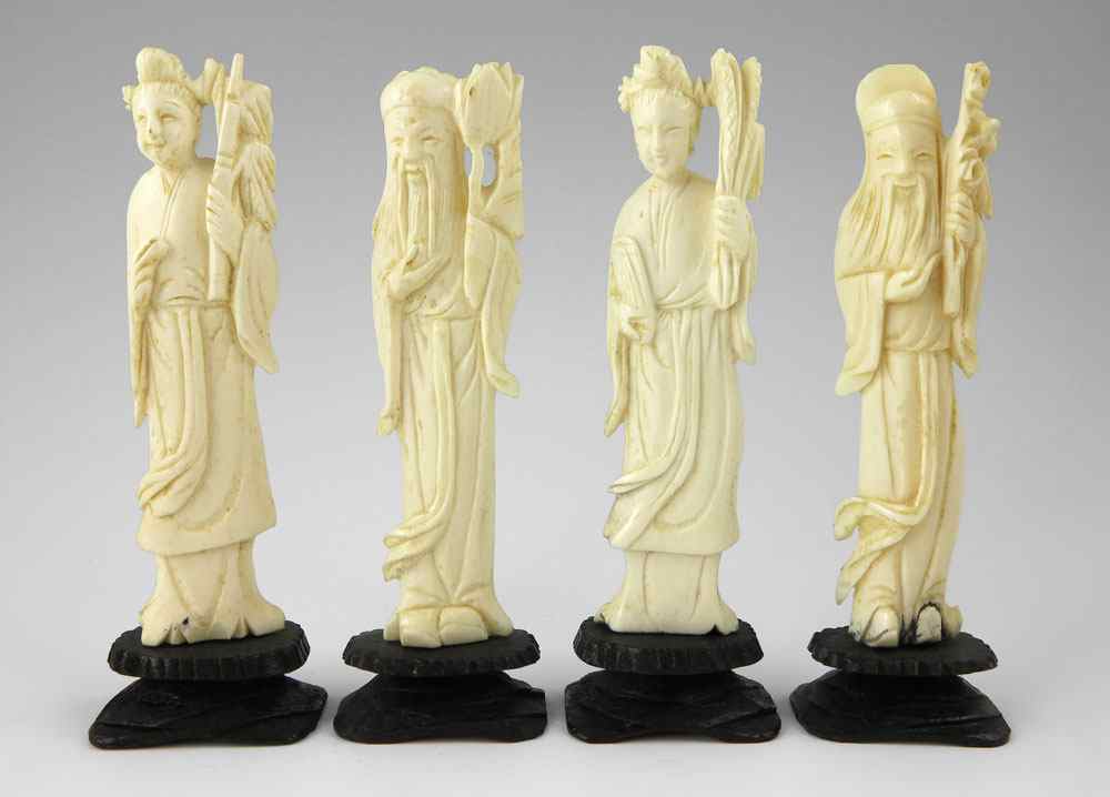 Appraisal: CHINESE CARVED IVORY SEASONS FIGURES Each figure representing a season