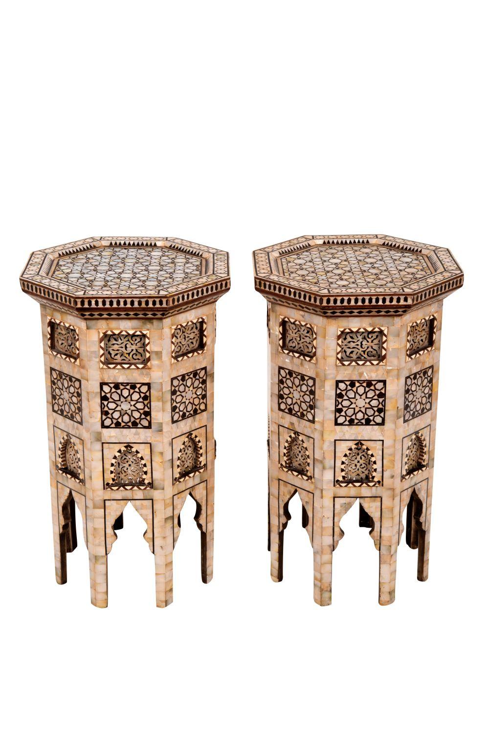 Appraisal: PAIR OF MOORISH STYLE INLAID OCTAGONAL TABLES inches wide inches