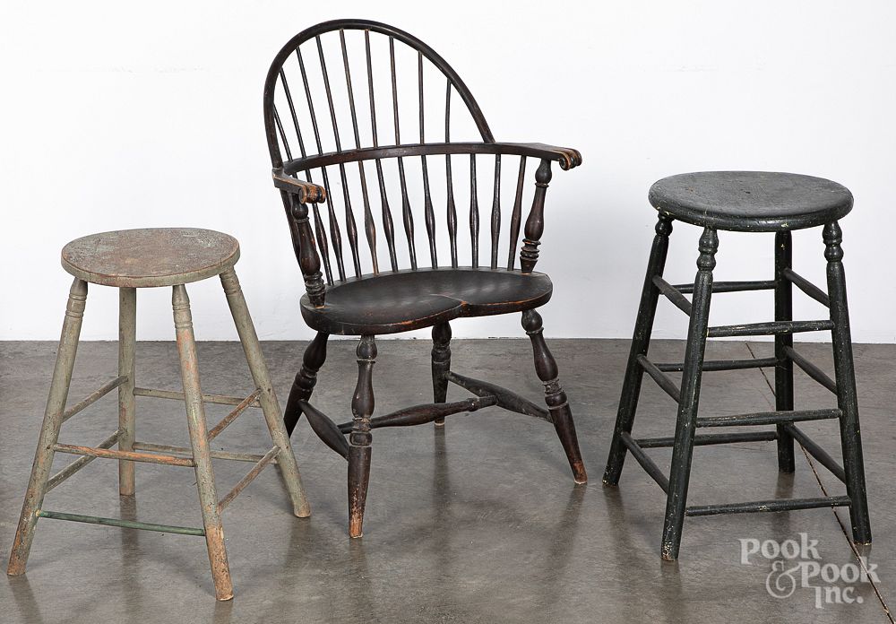 Appraisal: Two painted splay leg stools etc Two painted splay leg