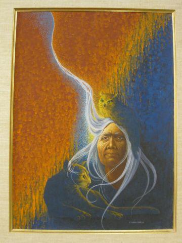 Appraisal: F Dawn Snell Indian Artwork The Story Teller egg tempera