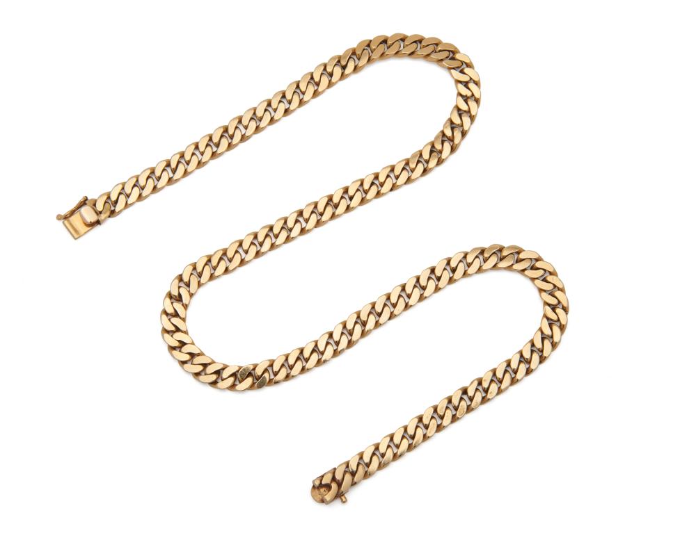 Appraisal: K Gold Necklace comprising flattened curb-links dwts lg in Condition