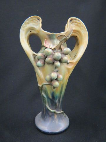 Appraisal: Teplitz Amphora Pottery Vase grape vine decor handled gold highlights