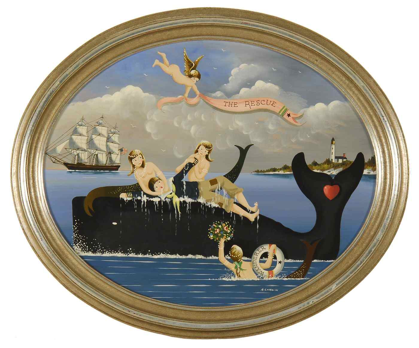 Appraisal: RALPH EUGENE CAHOON JR American - The Rescue'' depicting three