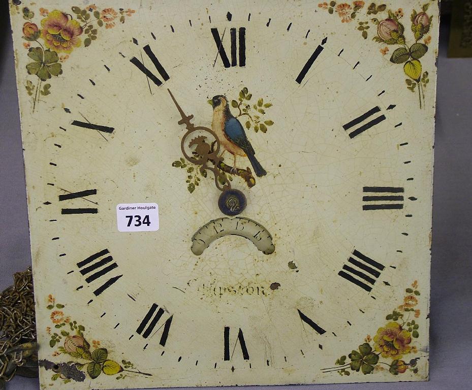 Appraisal: Thirty hour longcase clock movement the dial with calendar aperture