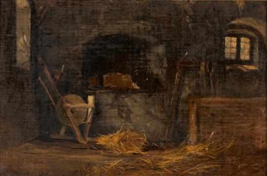 Appraisal: L H Polling German th century Barn Interior oil on