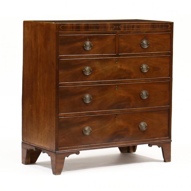 Appraisal: GEORGE III INLAID MAHOGANY CHEST OF DRAWERS Late th century